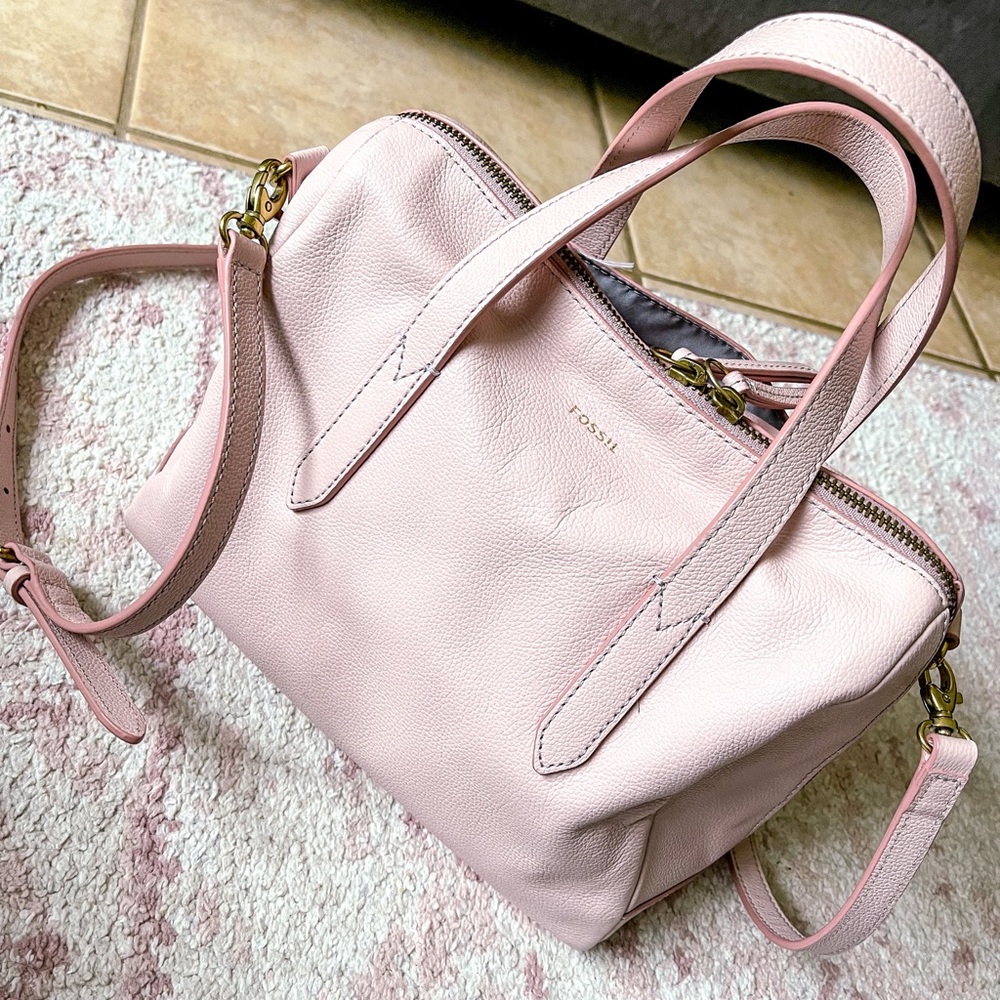 Fossil Sydney Satchel Dusty Rose Genuine Leather Handbag | Rare